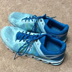 On Running Women's Cloudflow Athletic Sneakers in Light and Royal Blue